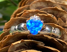 Load image into Gallery viewer, Erline Claddagh Blue Opal Ring