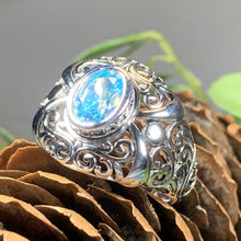Load image into Gallery viewer, Celtic Morning Ring, Celtic Jewelry, Irish Jewelry, Blue Topaz Ring, Irish Ring, Irish Dance Gift, Anniversary Gift, Bridal Ring, Wiccan