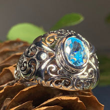 Load image into Gallery viewer, Celtic Morning Ring, Celtic Jewelry, Irish Jewelry, Blue Topaz Ring, Irish Ring, Irish Dance Gift, Anniversary Gift, Bridal Ring, Wiccan