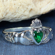 Load image into Gallery viewer, Traditional Irish Claddagh ring symbolizing love, loyalty and friendship. Sterling silver Irish jewelry Celtic Crystal Designs