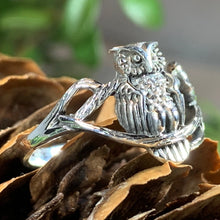 Load image into Gallery viewer, Owl Ring, Bird Jewelry, Owl Jewelry, Nature Jewelry, Celtic Jewelry, Anniversary Gift, Wiccan Jewelry, Pagan Jewelry, Mom Gift, Teacher Gift