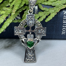 Load image into Gallery viewer, Claddagh Cross Necklace, Irish Cross, Celtic Cross Jewelry, First Communion Gift, Mom Gift, Celtic Cross Necklace, Religious Jewelry