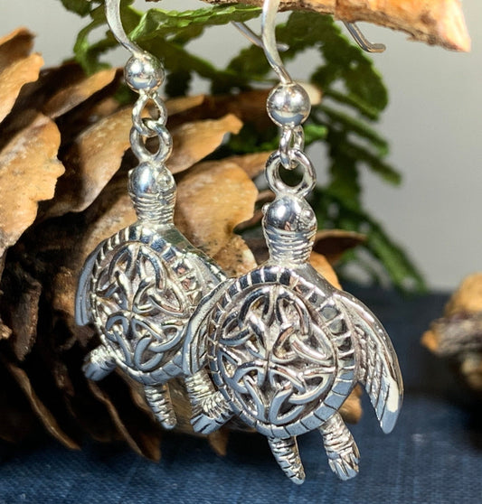 Celtic Turtle Earrings, Celtic Jewelry, Turtle Jewelry, Trinity Knot Jewelry, Animal Jewelry, Irish Jewelry, Ireland Gift, Anniversary Gift
