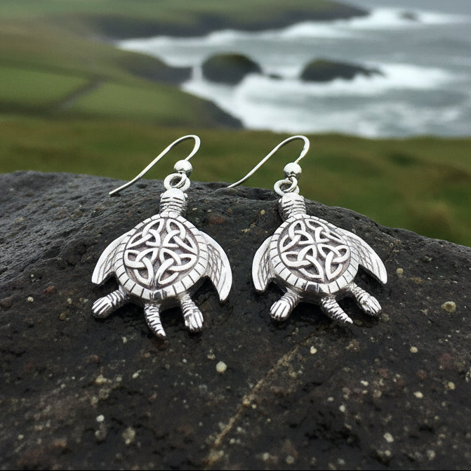 Celtic Turtle Earrings in Sterling Silver — view 7