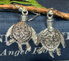 Load image into Gallery viewer, Celtic Turtle Earrings, Celtic Jewelry, Turtle Jewelry, Trinity Knot Jewelry, Animal Jewelry, Irish Jewelry, Ireland Gift, Anniversary Gift