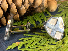 Load image into Gallery viewer, Scotland Flag Cuff Links, Scotland Jewelry, Celtic Jewelry, Saltire Jewelry, Bagpiper Gift, Groom Gift, Boyfriend Gift, Husband Gift