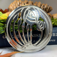 Load image into Gallery viewer, Scottish Mackintosh Brooch, Celtic Jewelry, Scotland Jewelry, Outlander Jewelry, Rennie Mackintosh Gift, Mom Gift, Wife Gift, Rose Jewelry