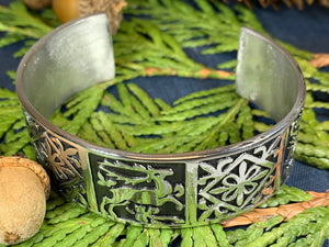 Celtic Stag Bracelet, Celtic Jewelry, Irish Jewelry, Bangle Bracelet, Scotland Jewelry, Wiccan Jewelry, Scotland Lion Jewelry, Hunter Gift