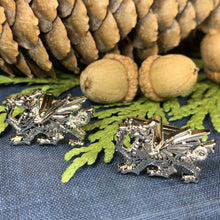 Load image into Gallery viewer, Welsh Dragon Cuff Links, Dragon Jewelry, Animal Jewelry, Wales Jewelry, Celtic Jewelry, Groom Gift, Best Man Gift, Anniversary Gift