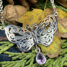 Load image into Gallery viewer, Butterfly Necklace, Celtic Jewelry, Celtic Knot Jewelry, Irish Jewelry, Anniversary Gift, Nature Jewelry, Mom Gift, Insect Jewelry
