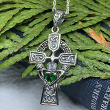 Load image into Gallery viewer, Claddagh Cross Necklace, Irish Cross, Celtic Cross Jewelry, First Communion Gift, Mom Gift, Celtic Cross Necklace, Religious Jewelry