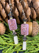 Load image into Gallery viewer, Celtic Blush Earrings, Rose Quartz Jewelry, Celtic Knot Earrings, Mom Gift, Sister Gift, Aunt Gift, Teacher Gift, Wife Gift