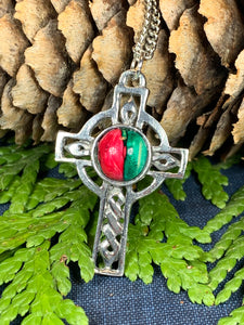 Celtic Cross Necklace, Celtic Jewelry, Scotland Jewelry, Anniversary Gift, Heather Gem, Mom Gift, Scotland Jewelry, Scotland Cross, Dad Gift