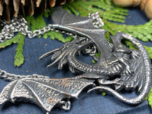 Load image into Gallery viewer, Dragon Necklace, Celtic Jewelry, Pagan Jewelry, Gothic Necklace, Wiccan Jewelry, Welsh Dragon Pendant, Pagan Jewelry, Wales Jewelry