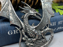 Load image into Gallery viewer, Dragon Necklace, Celtic Jewelry, Pagan Jewelry, Gothic Necklace, Wiccan Jewelry, Welsh Dragon Pendant, Pagan Jewelry, Wales Jewelry