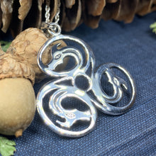 Load image into Gallery viewer, Celtic Spiral Necklace, Celtic Necklace, Irish Jewelry, Dragon Jewelry, Triple Spiral Jewelry, Wiccan Jewelry, Pagan Gift, Scotland Gift