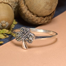 Load image into Gallery viewer, Shamrock Ring, Celtic Jewelry, Irish Jewelry, Clover Jewelry, Ireland Gift, Irish Dance Gift, Anniversary Gift, Marcasite Jewelry, Good Luck