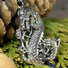 Load image into Gallery viewer, Dragon Moon Necklace, Celtic Jewelry, Pagan Jewelry, Gothic Necklace, Wiccan Jewelry, Welsh Dragon Pendant, Pagan Jewelry, Wales Jewelry