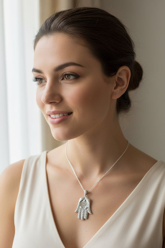 Hamsa Hand Necklace, Celtic Jewelry, Evil Eye Jewelry, Yoga Jewelry, Celtic Knot Jewelry, Protection Jewelry, Hand Jewelry, Yoga Gift