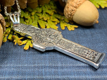 Load image into Gallery viewer, Celtic Cross Necklace, Cross Necklace, Celtic Jewelry, Anniversary Gift, First Communion Gift, Irish Cross, Durrow Cross, Ireland Gift