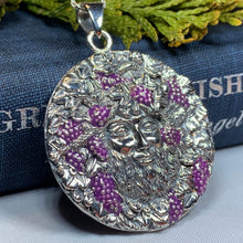 Load image into Gallery viewer, Wine God Necklace, Bacchus Pendant, Celtic Jewelry, Wine Jewelry, Anniversary Gift, Wiccan Jewelry, Pagan Jewelry, Mythical Jewelry, Grapes