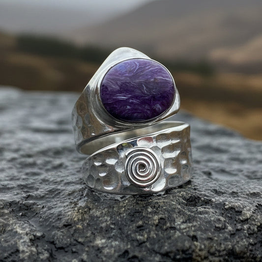 Celtic Spiral Ring, Wrap Ring, Irish Jewelry, Labradorite Jewelry, Celtic Jewelry, Anniversary Gift, Wiccan Jewelry, Wife Gift, Mom Gift
