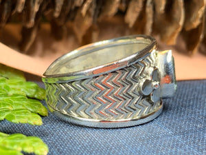 Celtic Flower Ring, Celtic Jewelry, Irish Jewelry, Blue Topaz Ring, Irish Ring, Irish Dance Gift, Anniversary Gift, Bridal Ring, Wiccan Gift