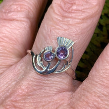 Load image into Gallery viewer, Thistle Ring, Celtic Jewelry, Scotland Jewelry, Amethyst Jewelry, Outlander Jewelry, Nature Ring, Thistle Jewelry, Mom Gift, Wife Gift