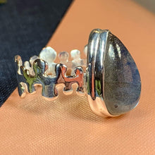 Load image into Gallery viewer, Celtic Magic Ring, Labradorite Jewelry, Statement Ring, Celestial Jewelry, Celtic Jewelry, Anniversary Gift, Wiccan Jewelry, Wife Gift