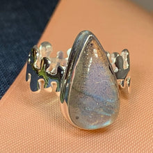 Load image into Gallery viewer, Celtic Magic Ring, Labradorite Jewelry, Statement Ring, Celestial Jewelry, Celtic Jewelry, Anniversary Gift, Wiccan Jewelry, Wife Gift