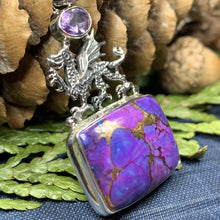 Load image into Gallery viewer, Dragon Necklace, Celtic Jewelry, Wales Jewelry, Peridot Necklace, Wiccan Jewelry, Crescent Moon Pendant, Pagan Jewelry, Gothic Jewerly