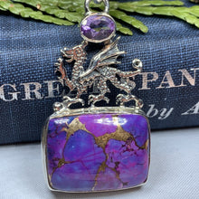 Load image into Gallery viewer, Dragon Necklace, Celtic Jewelry, Wales Jewelry, Peridot Necklace, Wiccan Jewelry, Crescent Moon Pendant, Pagan Jewelry, Gothic Jewerly