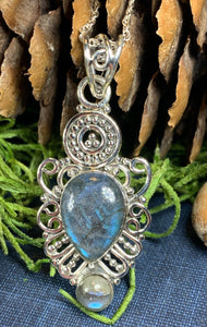 Labradorite Necklace, Gemstone Pendant, Celtic Jewelry, Anniversary Gift, Wiccan Jewelry, Pagan Necklace, Celtic Jewelry, Wife Gift