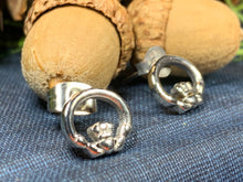 Load image into Gallery viewer, Claddagh Stud Earrings, Celtic Jewelry, Irish Jewelry, Celtic Knot Jewelry, Heart Jewelry, Anniversary Gift, Graduation Gift, Mom Gift