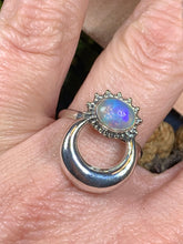 Load image into Gallery viewer, Crescent Moon Ring, Celtic Jewelry, Celestial Jewelry, Goddess Jewelry, Moon Ring, Wiccan Jewelry, Anniversary Gift, Opal Jewelry, Wife Gift