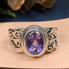 Load image into Gallery viewer, Celtic Knot Ring, Celtic Jewelry, Irish Jewelry, Amethyst Ring, Irish Ring, Irish Dance Gift, Anniversary Gift, Bridal Ring, Wiccan Gift