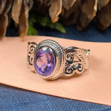 Load image into Gallery viewer, Celtic Knot Ring, Celtic Jewelry, Irish Jewelry, Amethyst Ring, Irish Ring, Irish Dance Gift, Anniversary Gift, Bridal Ring, Wiccan Gift