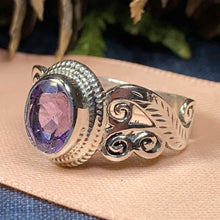 Load image into Gallery viewer, Celtic Knot Ring, Celtic Jewelry, Irish Jewelry, Amethyst Ring, Irish Ring, Irish Dance Gift, Anniversary Gift, Bridal Ring, Wiccan Gift