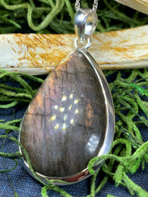 Load image into Gallery viewer, Celtic Night Necklace, Purple Labradorite Pendant, Celtic Jewelry, Anniversary Gift, Wiccan Jewelry, Mom Gift, Wife Gift, Sister Gift