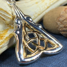 Load image into Gallery viewer, Double Goddess Necklace, Triquetra Pendant, Goddess Jewelry, Celtic Jewelry, Anniversary Gift, Wiccan Jewelry, Pagan Jewelry, Irish Gift