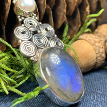 Load image into Gallery viewer, Labradorite Necklace, Gemstone Pendant, Celtic Spiral Jewelry, Celtic Jewelry, Anniversary Gift, Wiccan Jewelry, Pagan Necklace, Wife Gift
