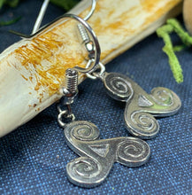 Load image into Gallery viewer, Triple Spiral Earrings, Celtic Jewelry, Ireland Jewelry, Irish Jewelry, Triskele Jewelry, Mom Gift, Girlfriend Gift, Ireland Gift, Newgrange