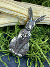 Load image into Gallery viewer, Rabbit Pin, Nature Jewelry, Trinity Knot Brooch, Mom Gift, Hare Brooch, Bunny Pin, Animal Jewelry, Celtic Brooch, Wiccan Jewelry, Wife Gift