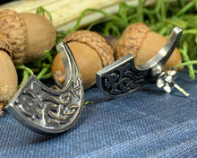 Load image into Gallery viewer, Celtic Dragon Earrings, Irish Jewelry, Scotland Jewelry, Celtic Knot Jewelry, Viking Post Earrings, Anniversary Gift, Wiccan Jewelry