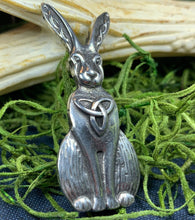 Load image into Gallery viewer, Rabbit Pin, Nature Jewelry, Trinity Knot Brooch, Mom Gift, Hare Brooch, Bunny Pin, Animal Jewelry, Celtic Brooch, Wiccan Jewelry, Wife Gift