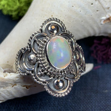 Load image into Gallery viewer, Highland Dawn Ring, Celtic Jewelry, Opal Ring, Gemstone Jewelry, Scotland Ring, Wiccan Jewelry, Anniversary Gift, Opal Jewelry, Wife Gift