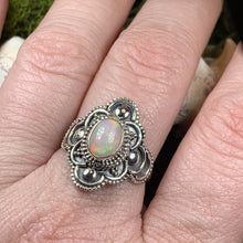 Load image into Gallery viewer, Highland Dawn Ring, Celtic Jewelry, Opal Ring, Gemstone Jewelry, Scotland Ring, Wiccan Jewelry, Anniversary Gift, Opal Jewelry, Wife Gift