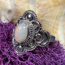 Load image into Gallery viewer, Highland Dawn Ring, Celtic Jewelry, Opal Ring, Gemstone Jewelry, Scotland Ring, Wiccan Jewelry, Anniversary Gift, Opal Jewelry, Wife Gift