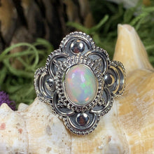 Load image into Gallery viewer, Highland Dawn Ring, Celtic Jewelry, Opal Ring, Gemstone Jewelry, Scotland Ring, Wiccan Jewelry, Anniversary Gift, Opal Jewelry, Wife Gift