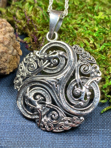 Dragon Necklace, Celtic Jewelry, Irish Jewelry, Celtic Spiral Necklace, Wiccan Jewelry, Celtic Dragon Pendant, Pagan Jewelry, Gothic Jewerly